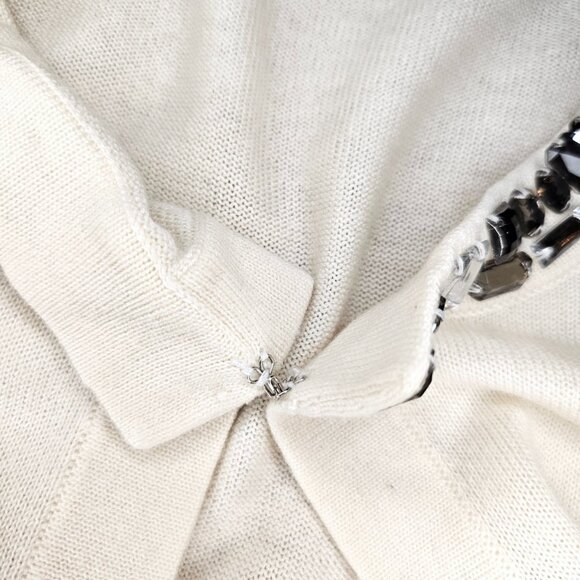 Banana Republic Jeweled Collar Wool Blend Cardigan Sweater, S, Ivory - Picture 5 of 9
